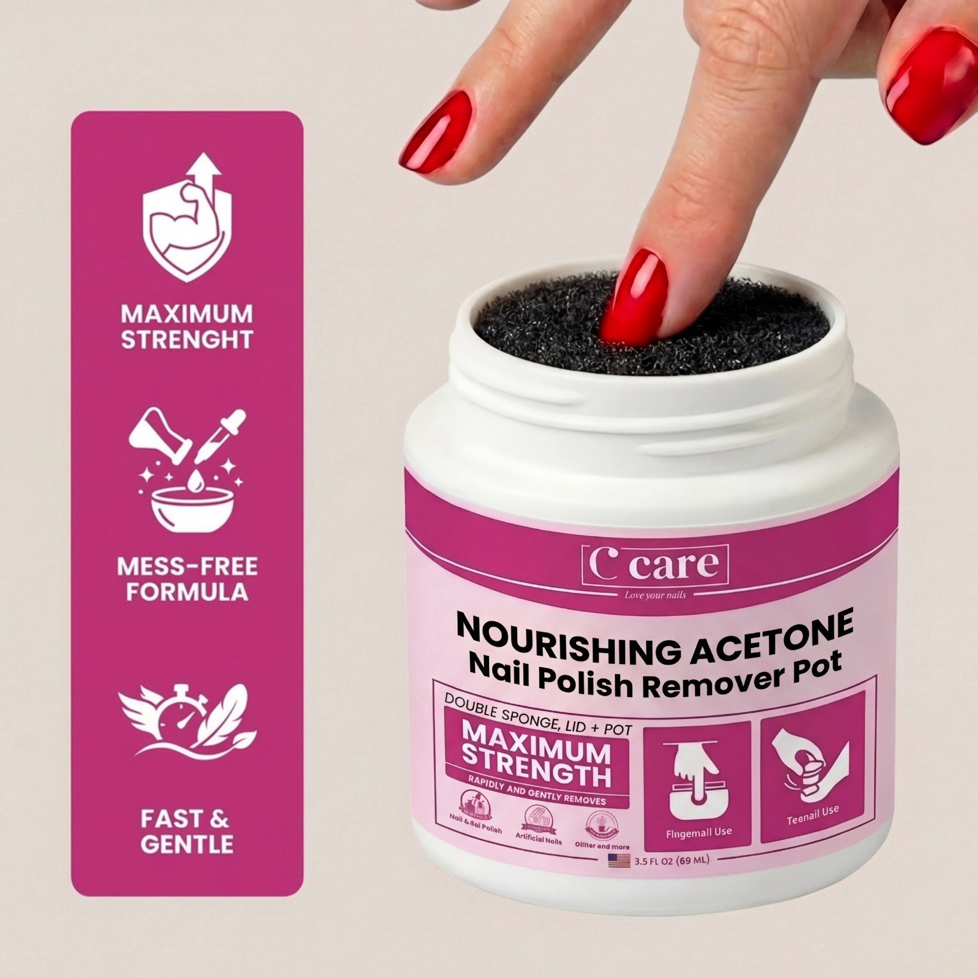 Nourishing Acetone Polish Remover Pot 2.3 fl oz