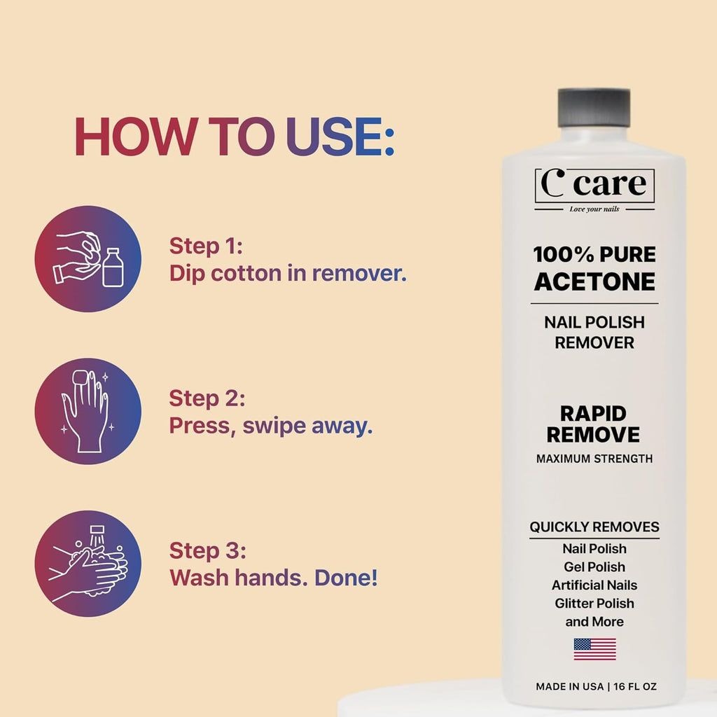 100% Pure Acetone Polish Remover 16 fl oz