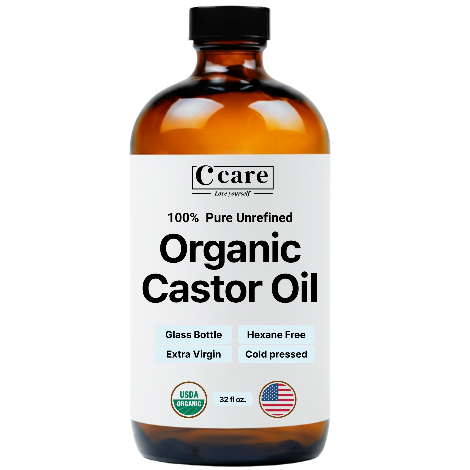 100% Pure Unrefined Castor Oil 32 fl oz